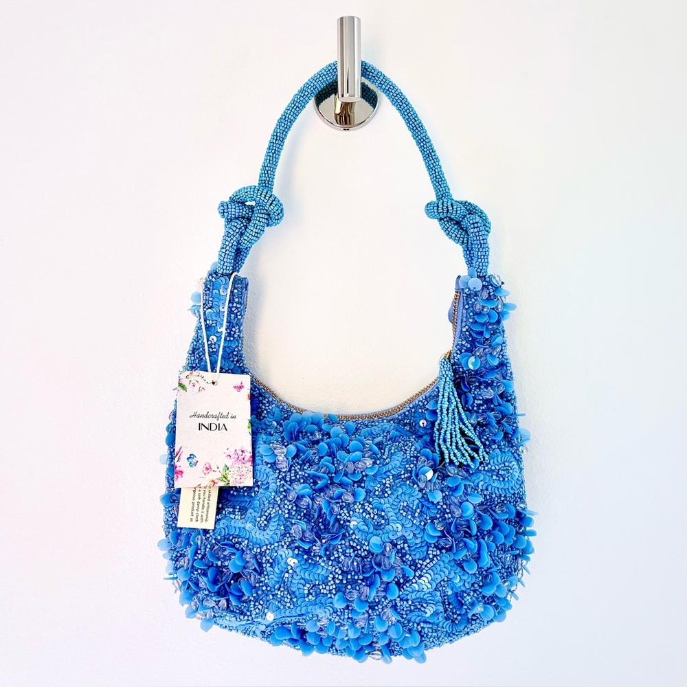 NWT Viral Gorgeous Beaded Bag with Tassel. Handcrafted in India